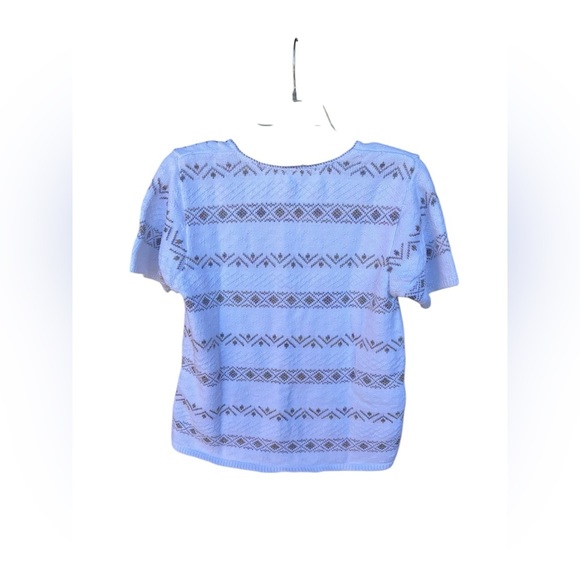 Vintage Reba Rose White Button Up Short Sleeve Sweater Small cottagecore - Picture 5 of 6